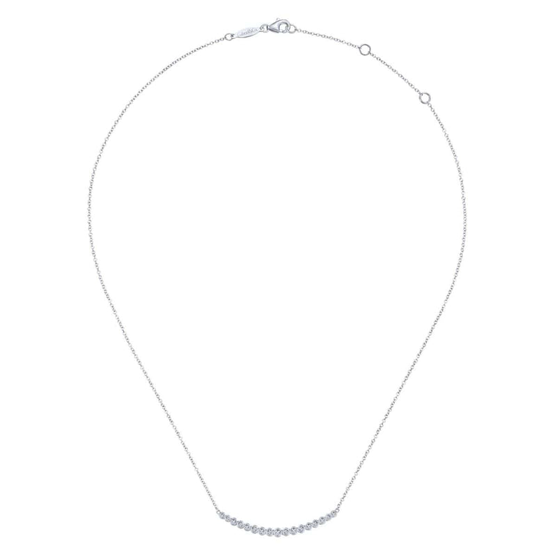 14K White Gold Curved Bar Necklace with Round Diamonds - NK5796W45JJ-Gabriel & Co.-Renee Taylor Gallery