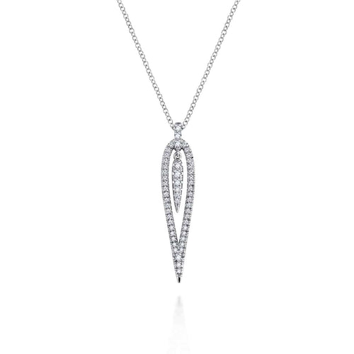14K White Gold Open Teardrop Diamond Pendant Necklace - NK5814W45JJ-Gabriel & Co.-Renee Taylor Gallery