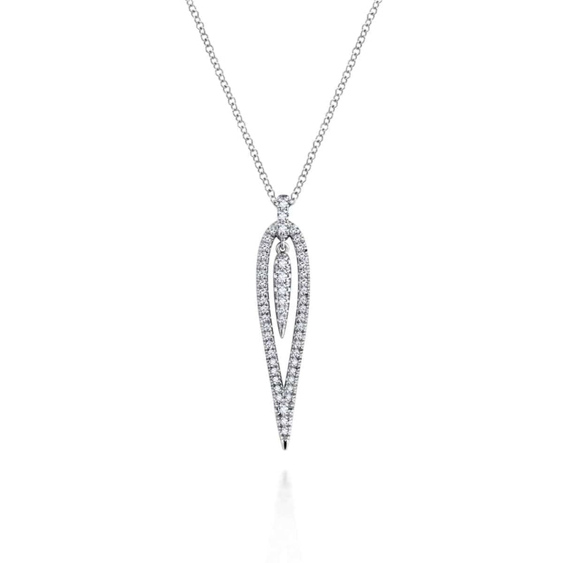 14K White Gold Open Teardrop Diamond Pendant Necklace - NK5814W45JJ-Gabriel & Co.-Renee Taylor Gallery