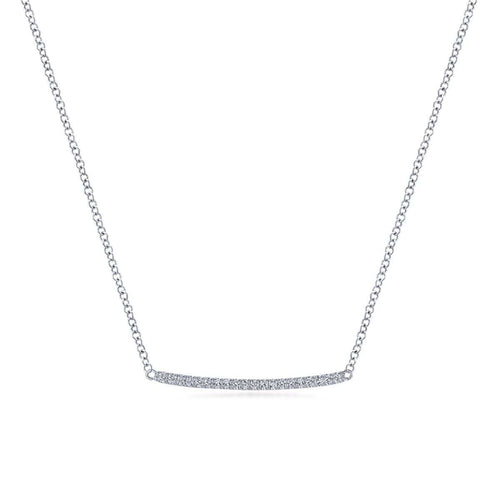 14K White Gold Curved Pavé Diamond Bar Necklace - NK5986W45JJ-Gabriel & Co.-Renee Taylor Gallery