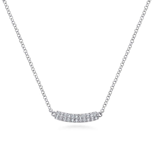 14K White Gold Curved Pavé Diamond Bar Necklace - NK5989W45JJ-Gabriel & Co.-Renee Taylor Gallery