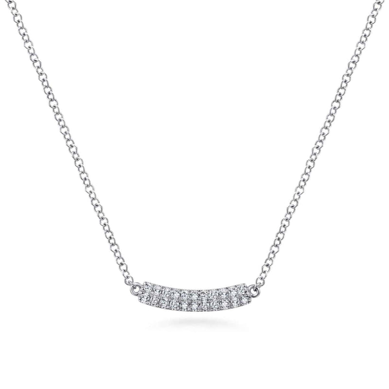 14K White Gold Curved Pavé Diamond Bar Necklace - NK5989W45JJ-Gabriel & Co.-Renee Taylor Gallery