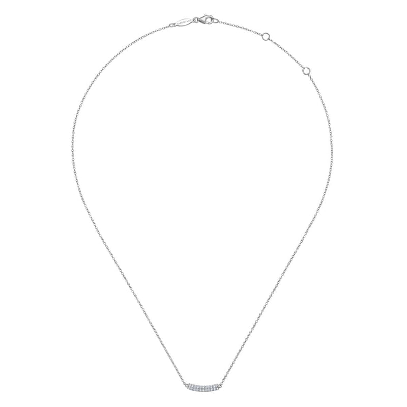 14K White Gold Curved Pavé Diamond Bar Necklace - NK5989W45JJ-Gabriel & Co.-Renee Taylor Gallery