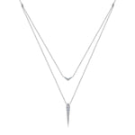 14K White Gold Layered Pavé Diamond Bar and Spike Pendant Necklace - NK6009W45JJ-Gabriel & Co.-Renee Taylor Gallery