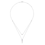 14K White Gold Layered Pavé Diamond Bar and Spike Pendant Necklace - NK6009W45JJ-Gabriel & Co.-Renee Taylor Gallery