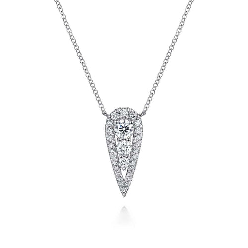 14K White Gold Inverted Teardrop Diamond Pendant Necklace - NK6013W45JJ-Gabriel & Co.-Renee Taylor Gallery