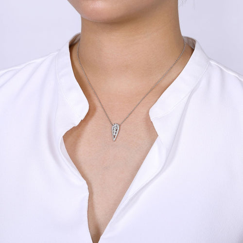 14K White Gold Inverted Teardrop Diamond Pendant Necklace - NK6013W45JJ-Gabriel & Co.-Renee Taylor Gallery