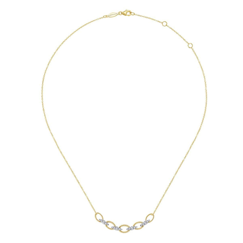 14K Yellow & White Gold Twisted Rope Oval Link Necklace with Diamond Connectors - NK6063M45JJ-Gabriel & Co.-Renee Taylor Gallery