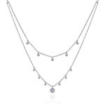 14k White Gold Layered Diamond Charm Drop Necklace - NK6066W45JJ-Gabriel & Co.-Renee Taylor Gallery