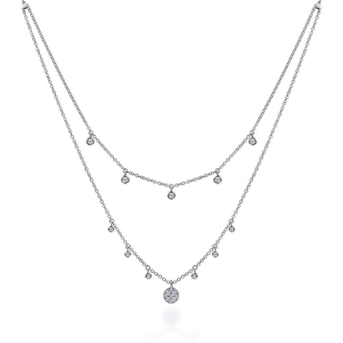 14k White Gold Layered Diamond Charm Drop Necklace - NK6066W45JJ-Gabriel & Co.-Renee Taylor Gallery