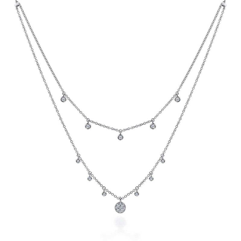 14k White Gold Layered Diamond Charm Drop Necklace - NK6066W45JJ-Gabriel & Co.-Renee Taylor Gallery