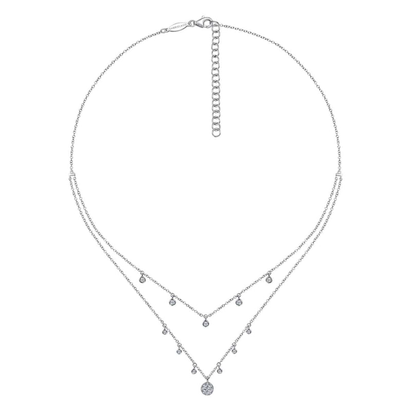 14k White Gold Layered Diamond Charm Drop Necklace - NK6066W45JJ-Gabriel & Co.-Renee Taylor Gallery