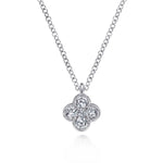 14K White Gold Diamond Clover Pendant Necklace - NK6082W45JJ-Gabriel & Co.-Renee Taylor Gallery