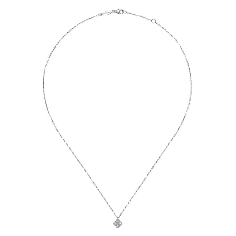 14K White Gold Diamond Clover Pendant Necklace - NK6082W45JJ-Gabriel & Co.-Renee Taylor Gallery