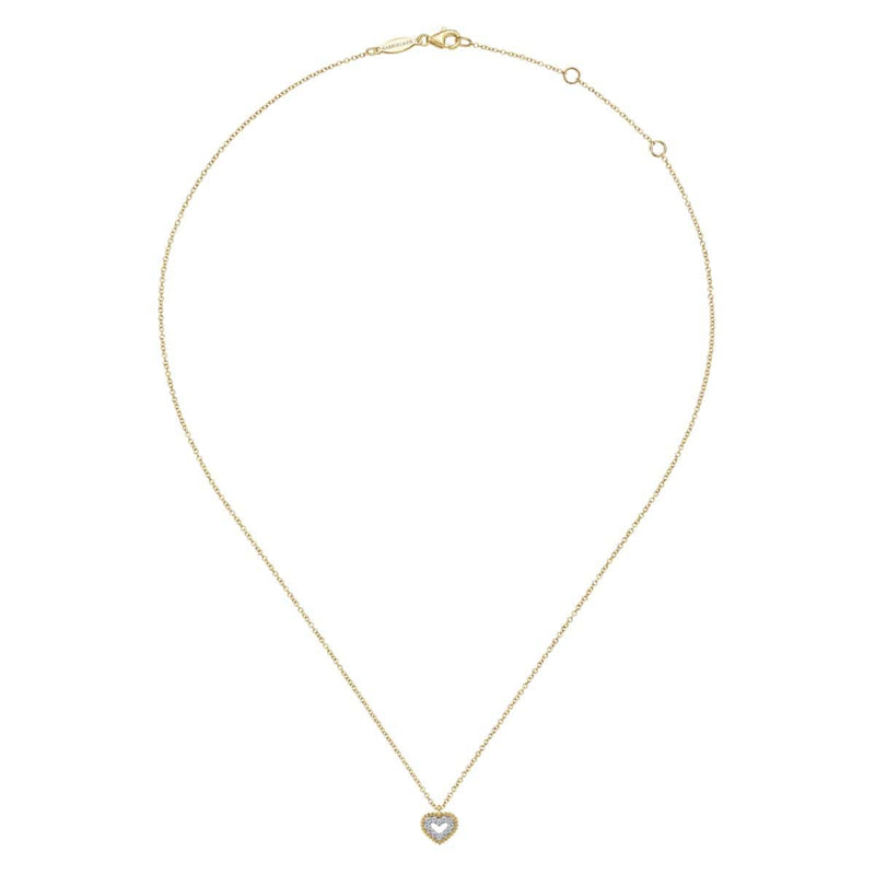 14K Yellow Gold Diamond Pavé Heart Pendant Necklace with Bujukan Frame - NK6113Y45JJ-Gabriel & Co.-Renee Taylor Gallery