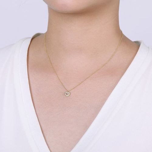 14K Yellow Gold Diamond Pavé Heart Pendant Necklace with Bujukan Frame - NK6113Y45JJ-Gabriel & Co.-Renee Taylor Gallery
