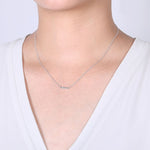 14K White Gold Baguette and Round Diamond Bar Necklace - NK6114W44JJ-Gabriel & Co.-Renee Taylor Gallery