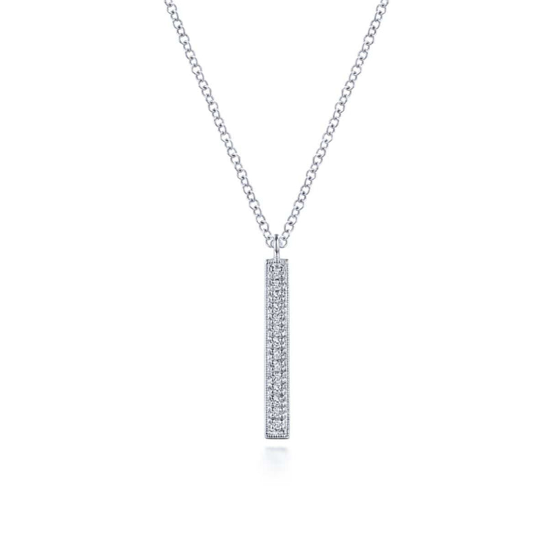 14K White Gold Diamond Drop Pendant Necklace - NK6121W45JJ-Gabriel & Co.-Renee Taylor Gallery