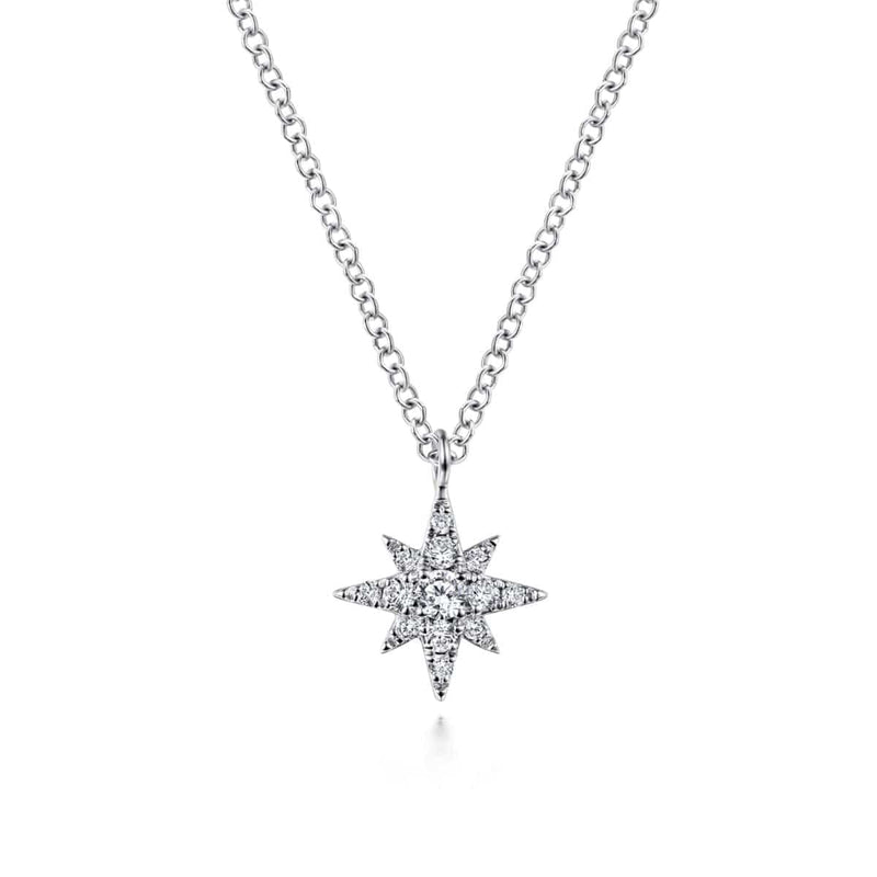 14K White Gold Diamond Pavé Star Pendant Necklace - NK6126W45JJ-Gabriel & Co.-Renee Taylor Gallery