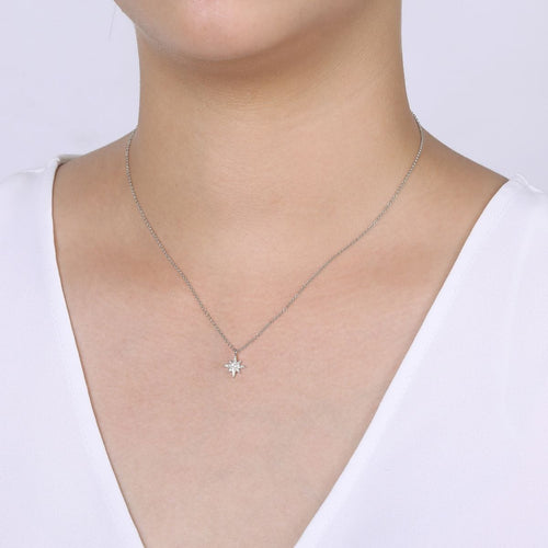 14K White Gold Diamond Pavé Star Pendant Necklace - NK6126W45JJ-Gabriel & Co.-Renee Taylor Gallery
