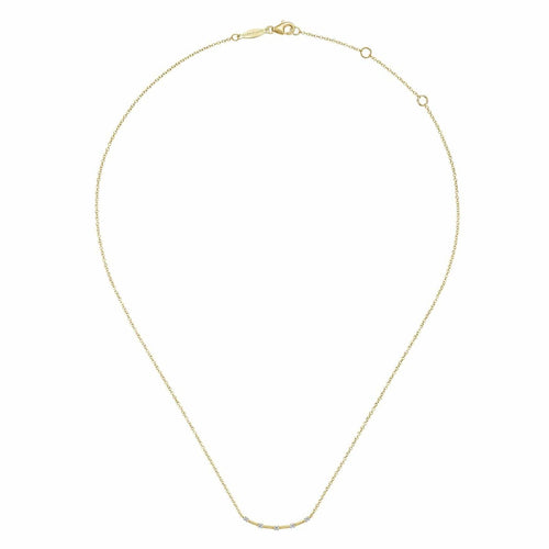 14K Yellow Gold Curved Bar Necklace with Diamond Stations - NK6137Y45JJ-Gabriel & Co.-Renee Taylor Gallery