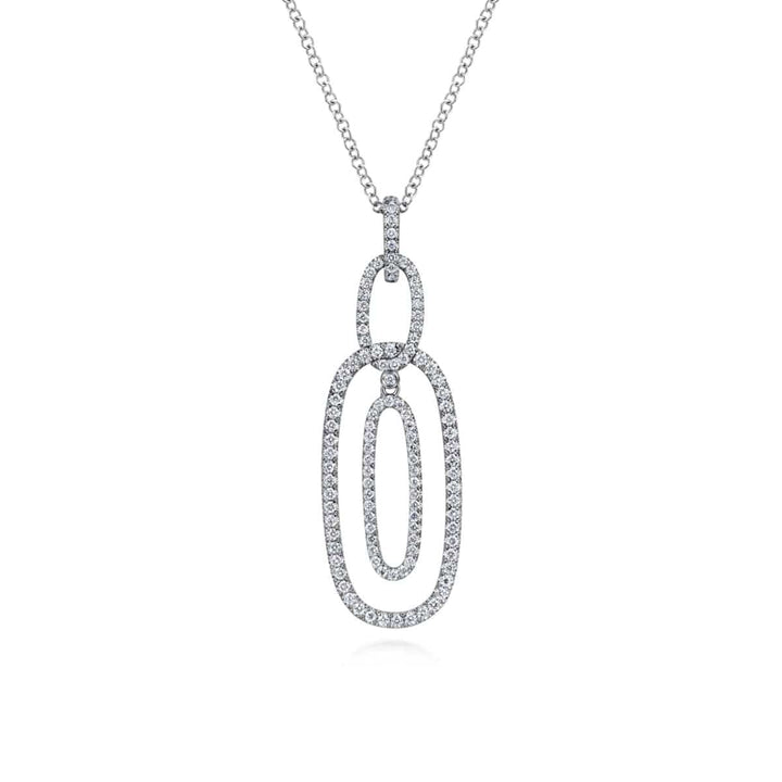 14K White Gold Interlocking Diamond Pavé Ovals Pendant Necklace - NK6183W45JJ-Gabriel & Co.-Renee Taylor Gallery
