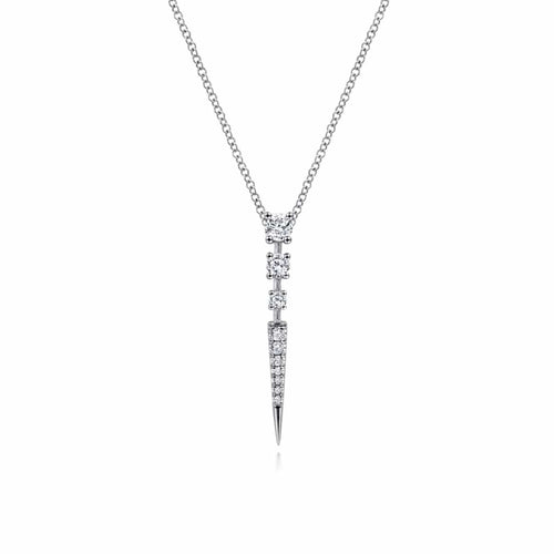 14K White Gold Diamond Spike Pendant Necklace - NK6187W45JJ-Gabriel & Co.-Renee Taylor Gallery