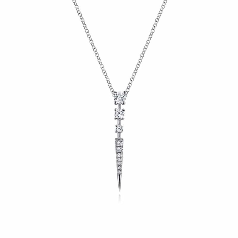 14K White Gold Diamond Spike Pendant Necklace - NK6187W45JJ-Gabriel & Co.-Renee Taylor Gallery