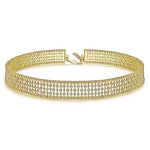 14K Yellow Gold Wide Diamond Station Choker Necklace with Bujukan Beads - NK6209Y45JJ-Gabriel & Co.-Renee Taylor Gallery