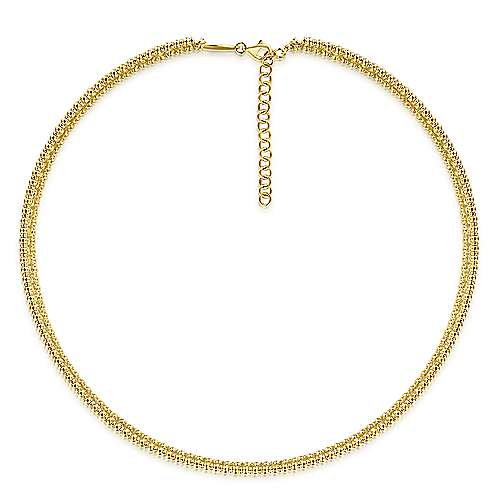 14K Yellow Gold Wide Diamond Station Choker Necklace with Bujukan Beads - NK6209Y45JJ-Gabriel & Co.-Renee Taylor Gallery