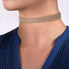 14K Yellow Gold Wide Diamond Station Choker Necklace with Bujukan Beads - NK6209Y45JJ-Gabriel & Co.-Renee Taylor Gallery