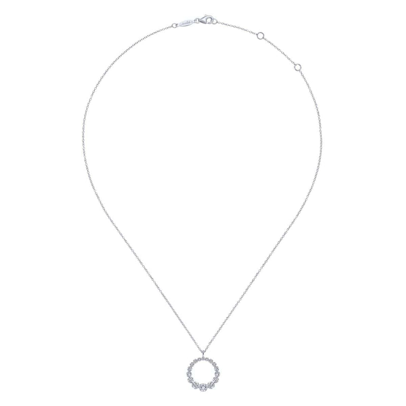 14K White Gold Diamond Circle Pendant Necklace - NK6214W45JJ-Gabriel & Co.-Renee Taylor Gallery