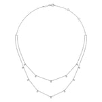 14K White Gold Two Row Necklace with Diamond Drops - NK6338W45JJ-Gabriel & Co.-Renee Taylor Gallery