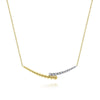 14K Yellow & White Gold Diamond Pavé and Bujukan Curved Bar Necklace - NK6362M45JJ-Gabriel & Co.-Renee Taylor Gallery