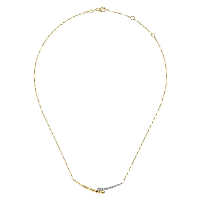 14K Yellow & White Gold Diamond Pavé and Bujukan Curved Bar Necklace - NK6362M45JJ-Gabriel & Co.-Renee Taylor Gallery