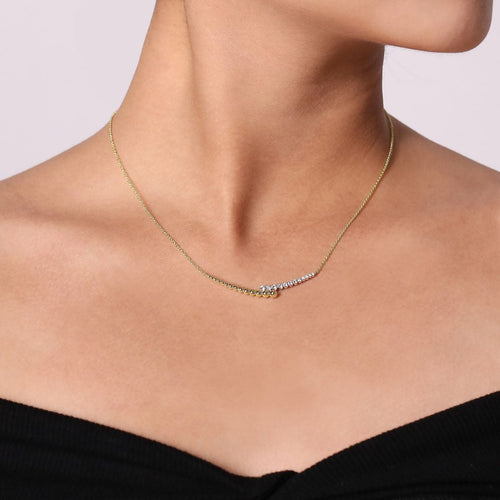 14K Yellow & White Gold Diamond Pavé and Bujukan Curved Bar Necklace - NK6362M45JJ-Gabriel & Co.-Renee Taylor Gallery