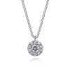 14K White Gold Round Diamond Halo Pendant Necklace - NK6372W45JJ-Gabriel & Co.-Renee Taylor Gallery