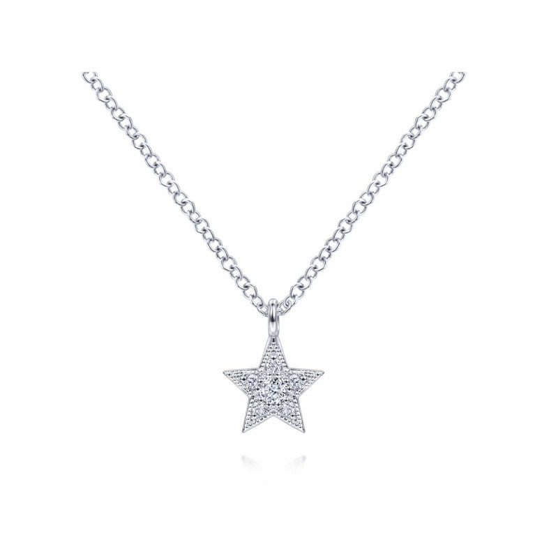 14K White Gold Diamond Star Pendant Necklace - NK6420W45JJ-Gabriel & Co.-Renee Taylor Gallery