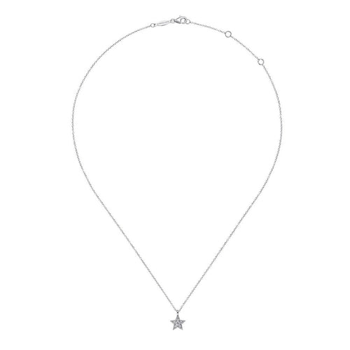 14K White Gold Diamond Star Pendant Necklace - NK6420W45JJ-Gabriel & Co.-Renee Taylor Gallery