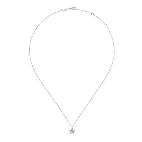 14K White Gold Diamond Star Pendant Necklace - NK6420W45JJ-Gabriel & Co.-Renee Taylor Gallery