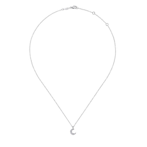 14K White Gold Diamond Pavé Moon Pendant Necklace - NK6422W45JJ-Gabriel & Co.-Renee Taylor Gallery