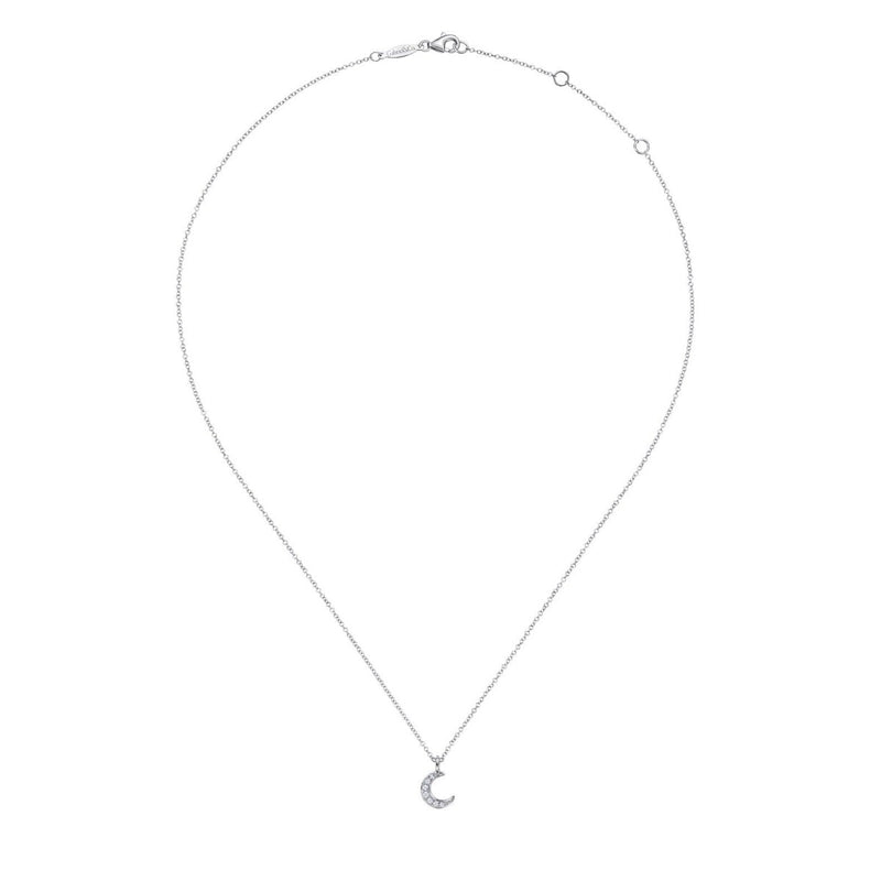 14K White Gold Diamond Pavé Moon Pendant Necklace - NK6422W45JJ-Gabriel & Co.-Renee Taylor Gallery