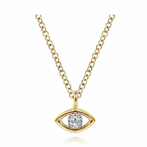 14K Yellow & White Gold Diamond Eye Pendant Necklace - NK6433M45JJ-Gabriel & Co.-Renee Taylor Gallery