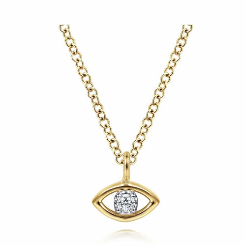 14K Yellow-White Gold Diamond Eye Pendant Necklace - NK6433M45JJ-Gabriel & Co.-Renee Taylor Gallery