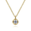 14K Yellow Gold Round White Sapphire Pendant Necklace - NK6472Y4JWS-Gabriel & Co.-Renee Taylor Gallery