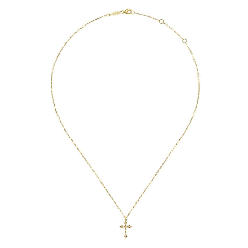 14K Yellow Gold Twisted Rope Cross Pendant Necklace - NK6492Y4JJJ-Gabriel & Co.-Renee Taylor Gallery