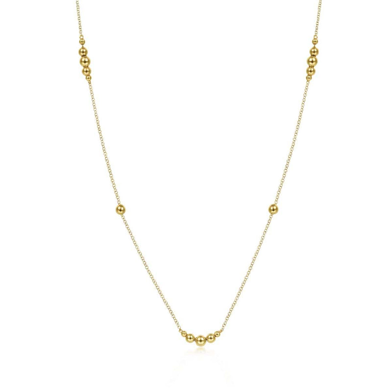 14K Yellow Gold 28" Graduating Bujukan Station Necklace - NK6573-28Y4JJJ-Gabriel & Co.-Renee Taylor Gallery