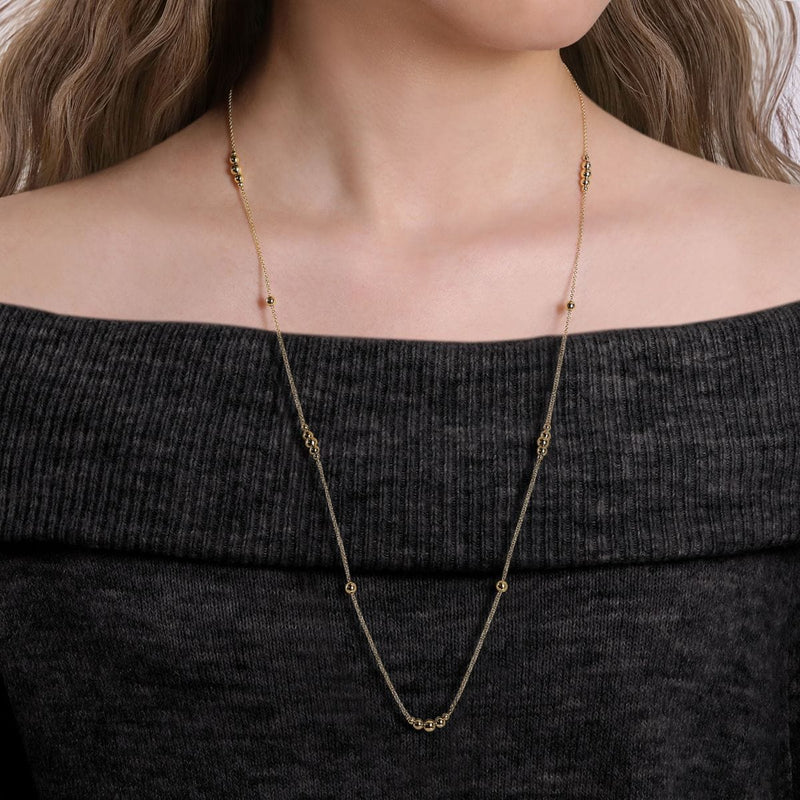 14K Yellow Gold 28" Graduating Bujukan Station Necklace - NK6573-28Y4JJJ-Gabriel & Co.-Renee Taylor Gallery