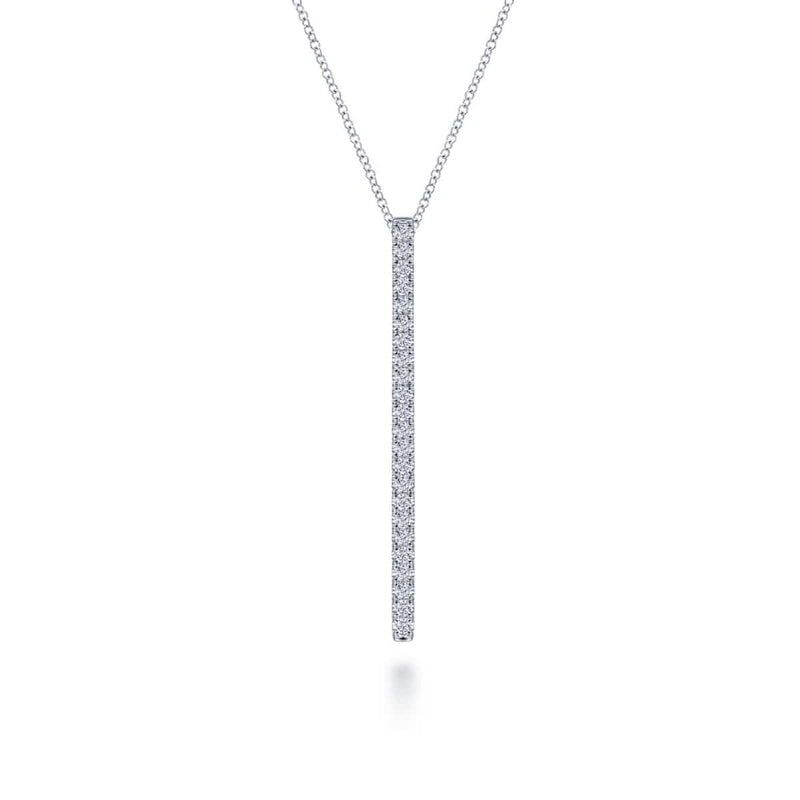 14K White Gold Diamond Pavé Bar Pendant Necklace - NK6581W45JJ-Gabriel & Co.-Renee Taylor Gallery