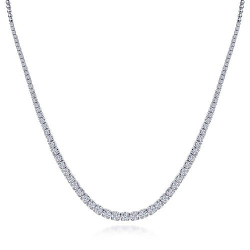 14K White Gold Graduated Diamond Necklace - NK6593W45JJ-Gabriel & Co.-Renee Taylor Gallery